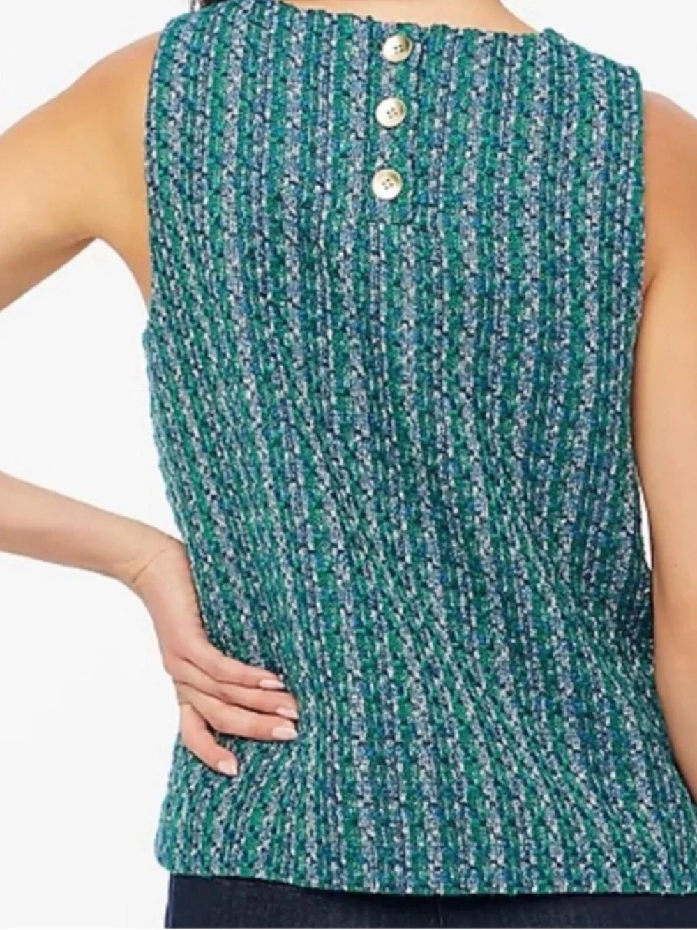 J. Crew Ribbed Sleeveless Knit Tank in Teal and Blue